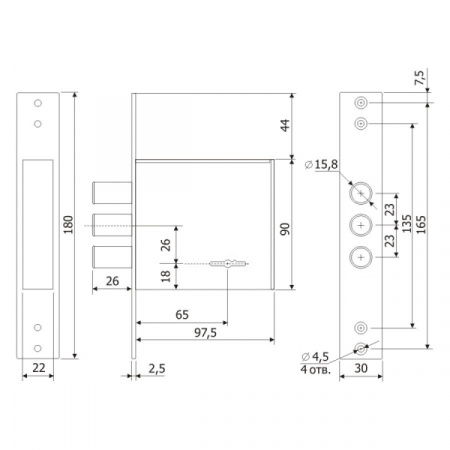 Замок врезной ЗВ3001(4кл.ЗК.301) Гардиан