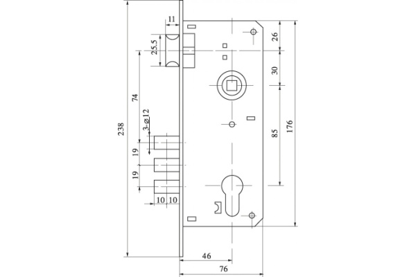Замок врезной  с ручкой SET F9013 SN/CP 5кл.с защ(мат ник/хром) ЭРА