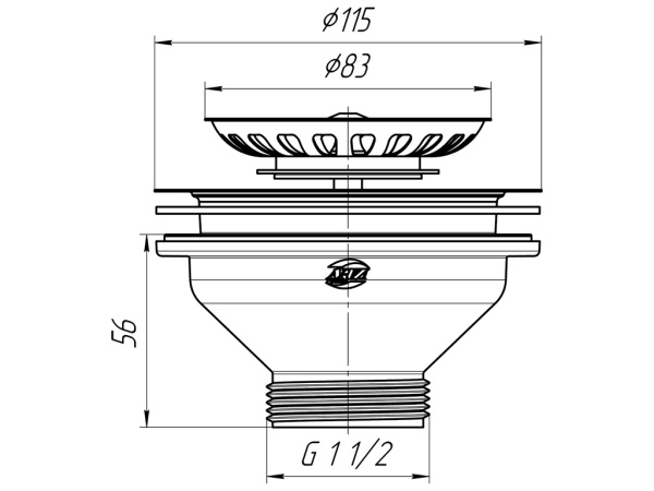 Выпуск 3 1/2 с нержавеющей сеткой (М250)