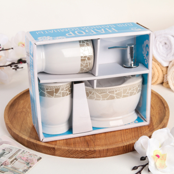 Набор для ванной керамика "Мрамор", 3 предмета   