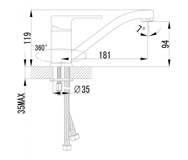 Смеситель для кухни Lemark LM1504С "плюс ГРЕЙС" 35к