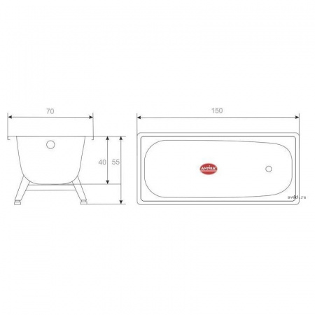 Ванна  (1,5 м г. Екатеренбург) А-50001 ANTIKA бел.орхидея 