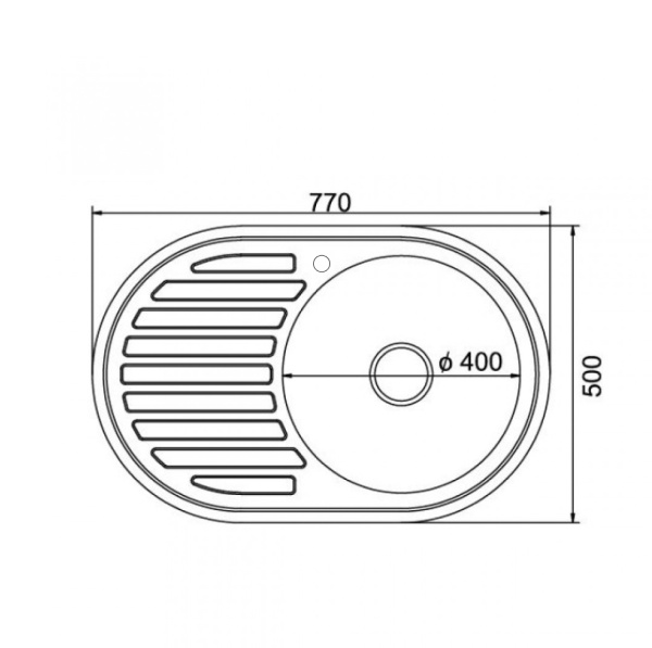Мойка  врез. правая 77*50 т.0,8 мм глубина 180мм+сифон с переливом 