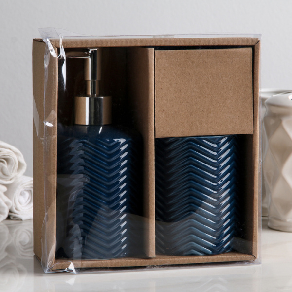 Набор для ванной керамика "Минимал", 2 предмета, синий   