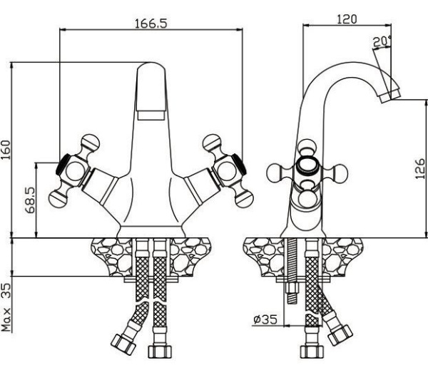 Смеситель для умывальника GIRONA 01100GR