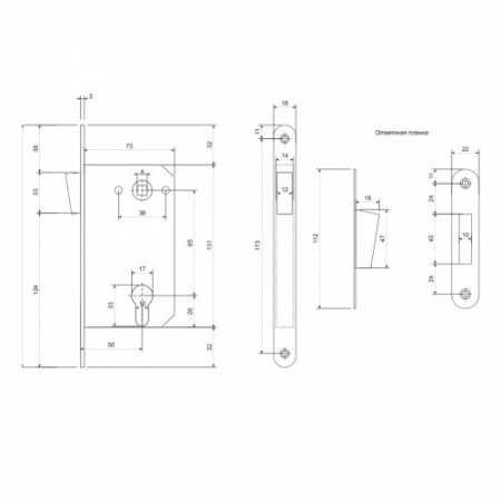 Замок врезн.магн. 5300-М-AB АПЕКС