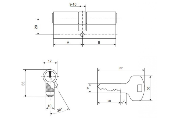 Цилиндр 60-Z-G Apecs