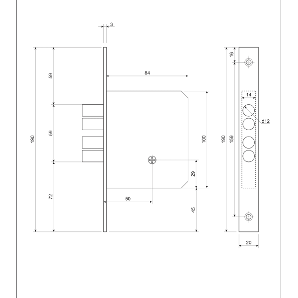 Замок врезной 99-К-G (990) APECS
