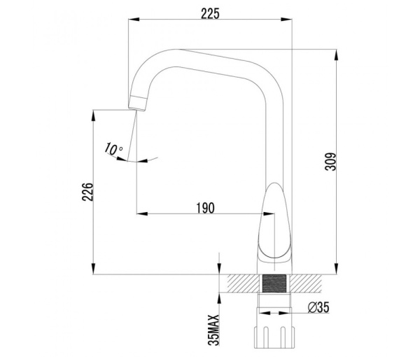 Смеситель для кухни Lemark LM3355С "Прамен" выс.из. 35к