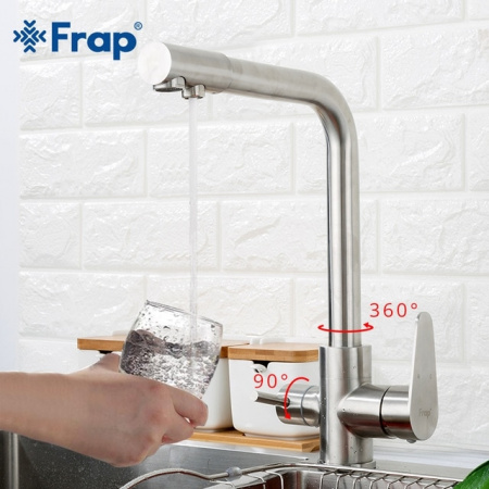 Смеситель д/кухни с подк. питьевой воды 4348F Frap 35к НЕРЖ